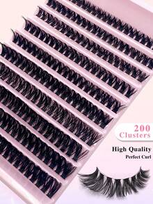 200片/包 自然妆效 80D 卷翘假睫毛，纤长型假睫毛，单根装，DIY假睫毛，打造自然妆容 - 黑色 - 查看 6