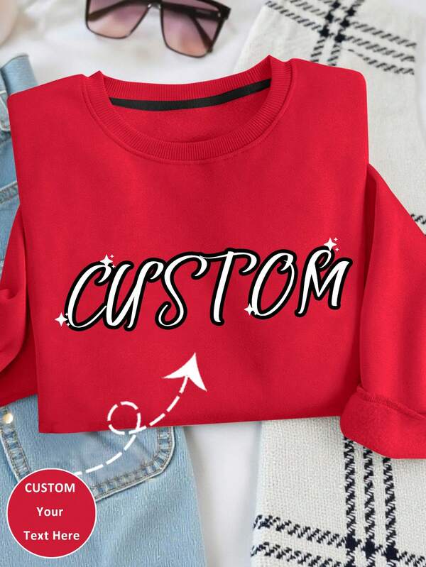 Fügen Sie Ihren Text hinzu, um Ihren personalisierten Rundhals-Sweatshirt mit Langarm zu gestalten, individualisieren Sie Ihren Namen, individualisieren Sie einen Slogan. Rundhals-Sweatshirt mit Langarm, Damen Rundhals-Sweatshirt mit Langarm, geeignet für den täglichen Gebrauch, geeignet für Herbst, Erntedankfest, als Geschenk für sie, als Geschenk für Familienmitglieder.