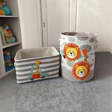 1 chiếc giỏ đựng quần áo bẩn bằng vải gấp gọn, họa tiết động vật hoang dã hoạt hình dễ thương, hình chữ nhật, dung tích lớn, nhiều kích cỡ, thích hợp cho phòng trẻ em, phòng ngủ, phòng khách, phòng tắm. - Nhiều màu - Xem 1