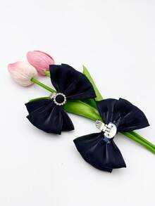 2pcs Detachable Chiffon Bow Shoe Clips, Decorative Accessories For High Heels, Sandals