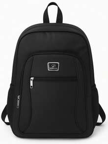 Mochila Nylon Impermeável Leve Resistente Design Moderno Espaçosa Cabe Notebook Tênis Roupa Conforto Estilo Top Masculina Feminina Trabalho Faculdade Escola Academia Treino Grande Viagem Versátil Compartimentos e bolsos Estilo Universitário Escritório Moda casual - Preto - Visão 2