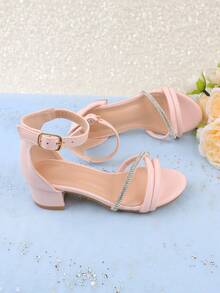 Zapatos de vestir tipo Mary Jane para niñas, apropiados para ocasiones formales, actuaciones, bodas, fiestas, vacaciones, lindos y dulces, cómodos y versátiles sandalias de tacón alto para niñas pequeñas, medianas y grandes, niñas pequeñas, bebés, sandalias de verano con peep toe y brillantes de color rosa