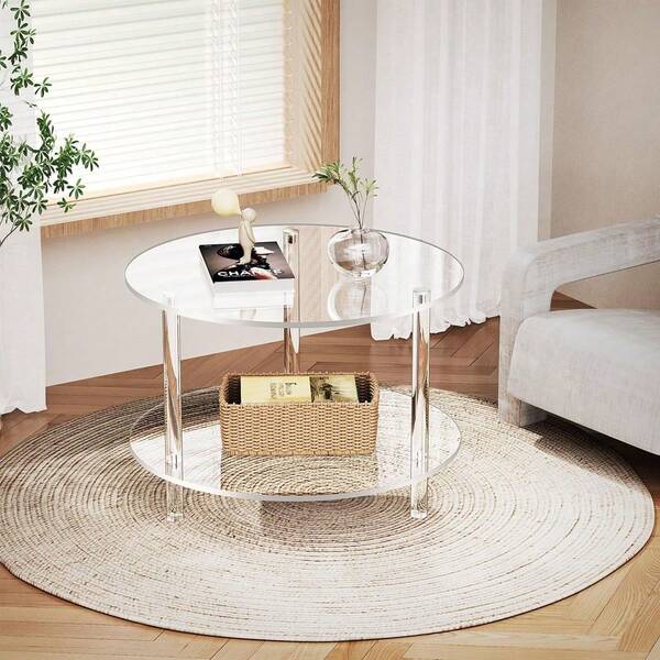 1 Stück abnehmbarer transparenter Acryl Couchtisch, runder Acryl Couchtisch Möbel für Wohnzimmer, multifunktionaler transparenter Nachttisch Beistelltisch, geeignet für kleine Räume, Wohnzimmer, Schlafzimmer, Arbeitszimmer