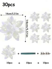 6pcs Artificial Poinsettia Flowers, Fake Christmas Tree Decorative Flowers With Clips And Stems, Easy To Hang, Christmas Atmosphere Decor Flowers, Suitable For Christmas Party, Christmas Tree Decoration, Home Decor, Event Decoration - Multicolor - View 14