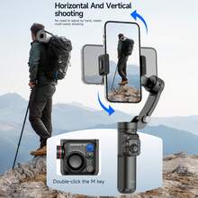 Dreiachsige Stabilisierung, professioneller, verwacklungsfreier, stabiler Selfie-Stick, intelligente Nachverfolgung, Unterstützung für Gesichts- und selbstgewählte Zielverfolgung, Multifunktionstaste, abnehmbare Fernbedienung, kostenlose Joystick-Bedienung, dedizierte App für mehr Spielspaß, kompatibel mit Apple- und Android-Smartphones.