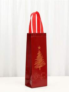 6pcs Christmas Wine Gift Bags With Handles, Reusable Thick Christmas Wine Bottle Wrapping Paper Bags, Perfect Holiday Birthday Party Bags For Wine, Champagne, Whiskey, Christmas Gifts, Home Decoration, Assorted Colors And Styles