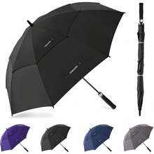 Paraguas de Grandes,Paraguas de Pro-Line de Gran Tamaño con Doble Toldo Ventilado a Prueba de Viento Impermeable para Hombres y Mujeres - gris - Ver 5