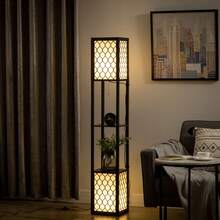 HOMCOM Floor Lamp With Shelf And Double Light, 40W, E27, Pull Chain Switch, For Living Room, Bedroom