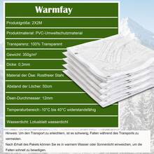 Lona transparente con ojales, lona transparente, lona impermeable, lona de PVC 350 g/m², lona, lámina de cubierta transparente, lámina para invernadero, lámina de plástico, lámina de protección contra el polvo, lámina de jardín resistente al desgarro, protección contra el viento, terraza para uso exterior. - Transparente - Ver 16