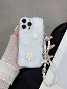 DIY奶油纹理波浪边亮油雪花雪人彩绘装饰防震手机壳，配手工串珠手链配件，兼容 17 Pro/17 Air/17/17 Pro Max/16/11/16 Pro/16 Plus/16 Pro Max/16 e/15 Pro Max/13/14/12/XS/XR/7G/8ung，Galaaomi兼容Redmi，国际版，非国内版 - 彩色 - 查看 4