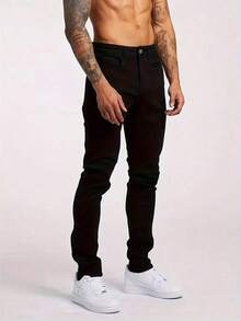 All-Season Black Denim, Men's Everyday Wear Jeans, Versatile Pants - màu đen - Xem 5
