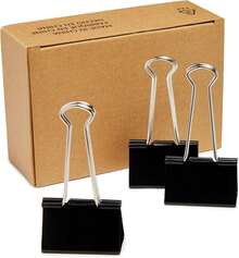 Basics Clip de papeles para carpeta, 48 unidades (4 paquetes de 12 unidades),, negro - Clips medianos (paquete de 8) - Ver 1