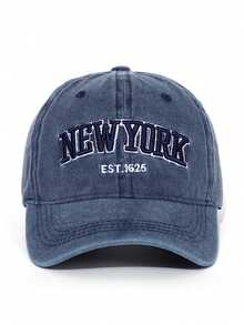 2 件男女通用 3D 刺绣“NEW YORK”字母水洗棒球帽，正面“EST 1625”平面刺绣，背面“NEW YORK CITY”平面刺绣，可调节户外防晒休闲棒球帽（收到后正常通风 5 小时无异味） - 黑色+灰色 - 查看 21