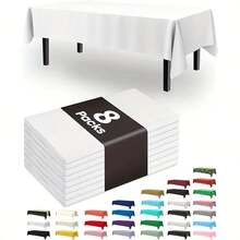 3/8 piezas Mantel de plástico blanco, rectangular, 137,16 * 182,88 cm, tejido, desechable, adecuado para boda, cumpleaños, aniversario, despedida de soltero, ceremonia de graduación, decoración de fiesta - Multicolor - Ver 6