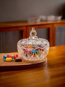 Szklany, przezroczysty słoik w stylu europejskim z pokrywką, słoik na słodycze, słoik do przechowywania z pokrywką, odpowiedni do przechowywania różnych rzeczy, akcesoriów damskich, pędzli do makijażu