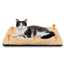 Lit auto-chauffant pour chat, tapis de lit auto-chauffant ultra-doux pour chien, coussin auto-chauffant lavable antidérapant pour animaux de compagnie pour une utilisation intérieure/extérieure pour chats et chiens de taille moyenne/petite - isolation supérieure en peluche, isolation intermédiaire en feuille d'étain, fond antidérapant - Blanc - Voir 3