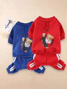 Warm Thickened 4-Leg Teddy Bear Pattern Sweatshirt For Small Pet Dogs & Cats, Outdoor Leash Suitable For Autumn/Winter - Multicolor - View 10