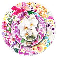 50 pièces Autocollants de graffitis d'orchidées papillon, autocollants décoratifs floraux frais et créatifs, style Ins pour la décoration murale, la décoration de chambre, les autocollants muraux, la décoration d'intérieur