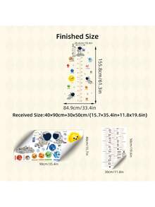 1/2 张太空主题成长图墙贴，带有可爱的宇航员和行星，可移除育儿室贴花，用于婴儿房装饰，教育太阳系儿童墙贴和 60-180 厘米身高 - 彩色 - 查看 3