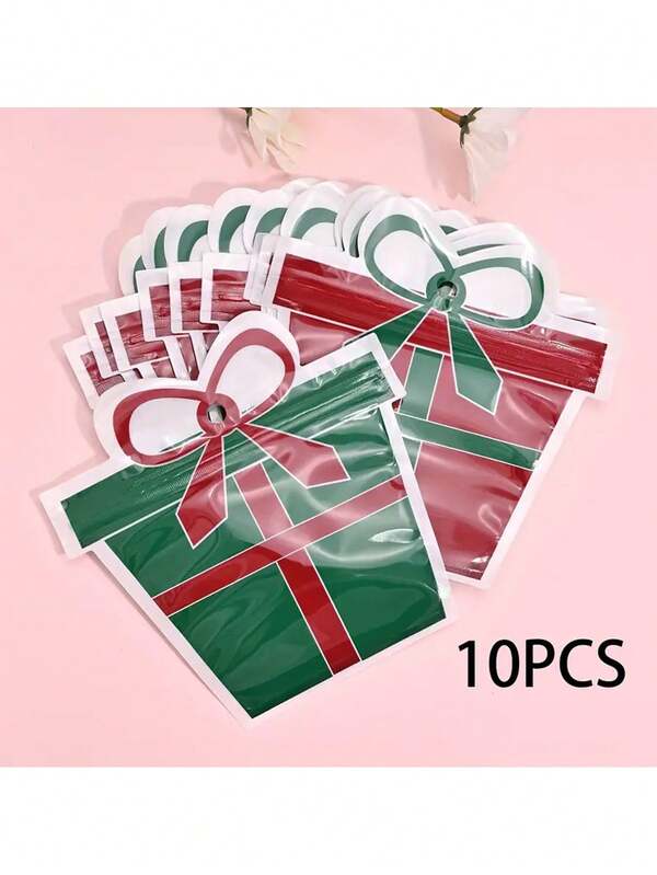 10pcs, Christmas Double Sided Gift Pattern Packaging Bag Storage Bag Gift Bag - Suitable For Birthdays, Gifts, And Tree Decorations As Christmas Gift Bags