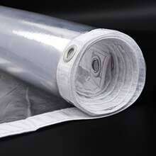 Lona transparente con ojales, lona transparente, lona impermeable, lona de PVC 350 g/m², lona, lámina de cubierta transparente, lámina para invernadero, lámina de plástico, lámina de protección contra el polvo, lámina de jardín resistente al desgarro, protección contra el viento, terraza para uso exterior. - Transparente - Ver 5