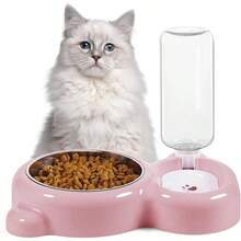 Dog Bowls, Food And Bowl Set With Dispenser And Stainless Steel Bowl Cats And Small Dogs - Light Blue - 粉色 - 查看 7
