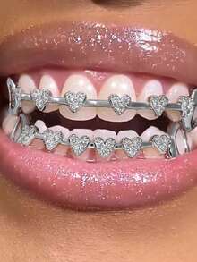 2pcs/Set Love Connection Hollow-Out Copper Inlaid 5A Zirconia Hip Hop Jewelry Pendant, Party Gift For Women