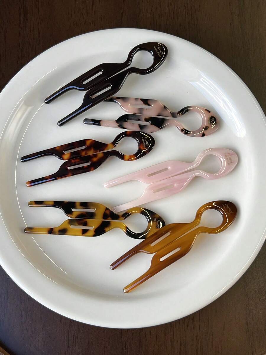 1个复古法式极简鱼形发夹，优雅法式发髻固定器，多功能U型发饰，适合日常佩戴和节日礼物，发饰，发夹，头部饰品