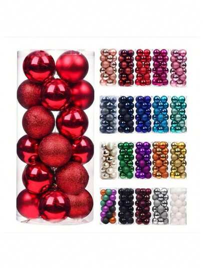 24pcs/Box 3cm/1.18inch Mini Christmas Ball Ornaments, Christmas Tree Decoration, Shatterproof Hanging Decors For Christmas, Birthday, Valentine's Day, Easter, Holiday, Wedding Party, Home, Office Wall Decor - Perfect Christmas Tree Decoration To Create Holiday Atmosphere - Christmas Gift! Home Decor Christmas Decorations Room Decor Winter Christmas Decorations Home Christmas Gifts Christmas Decor