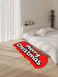 1pc Personalized Christmas Happy Faux Wool Rug, Suitable For Living Room, Bedroom, Study, Dining Room And Other Household Decoration, Soft And Fine Top, Easy To Clean And Durable, Living Room Carpet - Multicolor - View 3