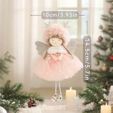 1pc Deer Horn Faux Fur Lace Pom Pom Angel Wing Christmas Tree Ornament. Christmas Decoration Includes Adorable Angel Ornament, Suitable For Christmas, New Year, Valentine's Day And Graduation Party Christmas Tree Decor - Multicolor - View 12