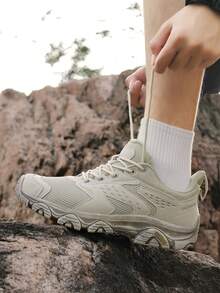 女式一脚蹬步行运动鞋，舒适时尚徒步鞋 - 米色 - 查看 3
