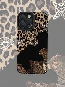 1pc Fashionable Leopard Print S Letter & Leopard Mouth Lip Element Classic Anti-Drop Soft TPU Phone Case Compatible With Apple And - متعدد الألوان - مشاهدة 1