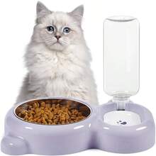 Dog Bowls, Food And Bowl Set With Dispenser And Stainless Steel Bowl Cats And Small Dogs - Light Blue - 紫色 - 查看 7