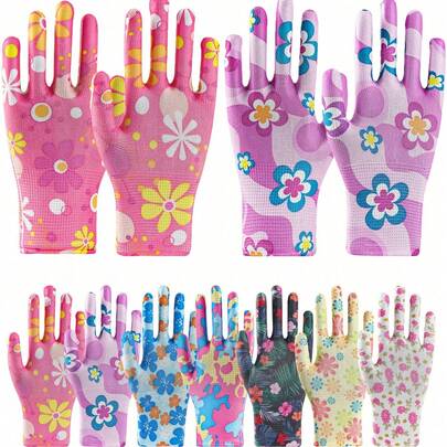 20pcs (10 Sets) Women's Floral Gardening Gloves, Non-Slip Grip Garden Work Gloves, Comfortable Anti- Garden Gloves, Christmas Gift (2/10/16/20pcs)