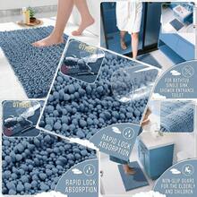 Bathroom Rugs Non Slip Washable 24x17 Inch Ultra Soft Absorbent Chenille Bath Mat Quick Dry Shaggy Floor Carpet For Tub Shower Denim Blue Home Decor Accories