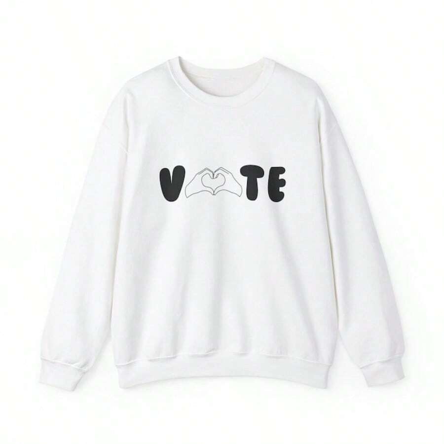 Sudadera cuello redondo unisex de mezcla pesada "Vote Heart Hands X Carly Collab"