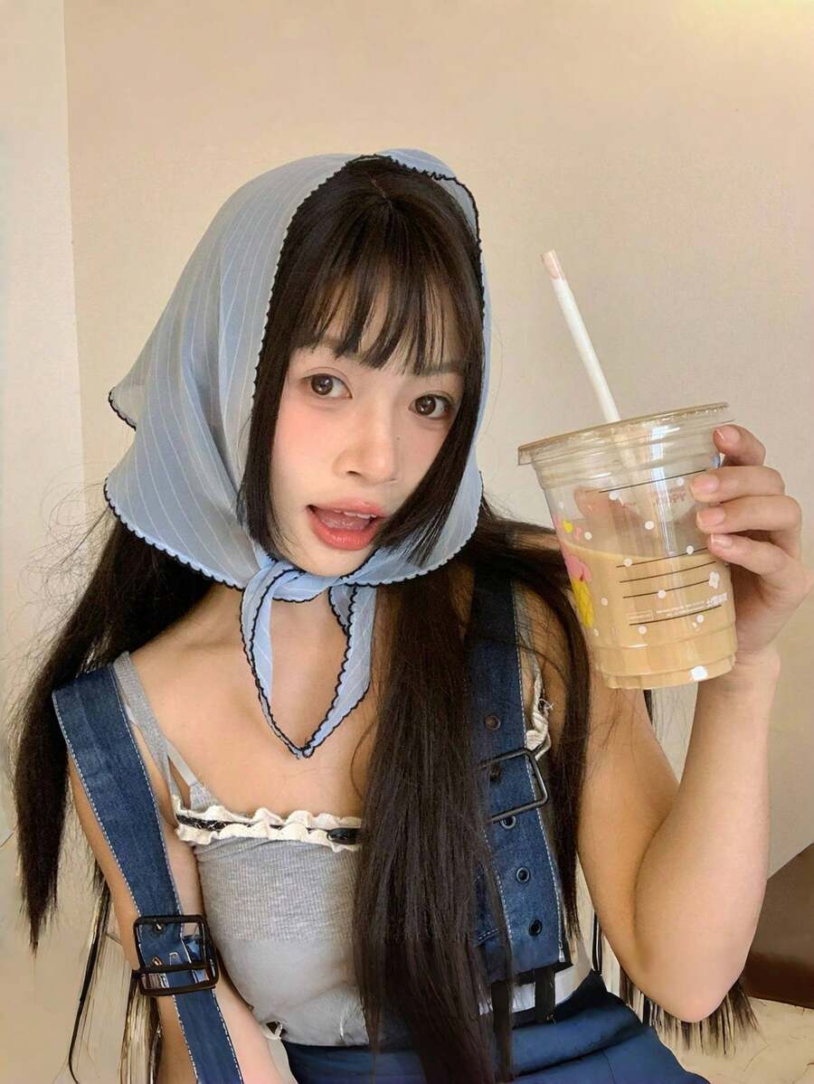 1pc Women's Polka Dot Striped Triangle Scarf Chiffon Headscarf Hair Bandana Neckerchief Sweet Polka Dot Thin Striped Triangular Head Hair Scarf Hair Wrapping Ideal For Dressing Up Your Summer Look Hair Accessories Fall Winter Headbands For Women For Vacation Outfits Woman