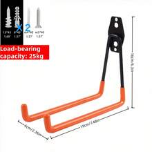Heavy Duty Steel Garage Hooks - Wall Mount Organizer For Power Tools, Ladders, Bikes & More - Easy Installation, Contemporary Style Storage Solution - Black, Versatile Hanging Hooks | Wallmounted Hooks | Easyinstall Hardware, Hooks For Hanging Stuff,Double Layer Wall Mount Utility Organizer For Mop, Broom, Power Tools, Ladders, Bicycles - Painted Steel Tool Hanger With Heavy Duty Capacity