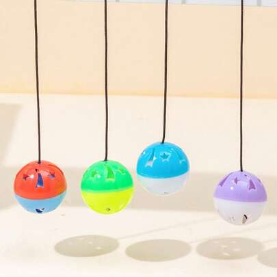 (Colors Are Random) Interactive Cat Toy: Lizard Bell Ball With Suction Cups And Strings - Keep Your Cat Engaged! Suction Cups Come In Random Colors.