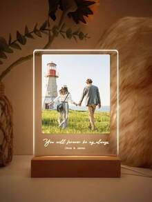 1pc Customized Mother's Day/Family/Couple Photo Collage LED Night Light, Personalized Acrylic Photo & Text Night Lamp, Custom Photo Light, Personalized Photo Collage LED Light, Couple Photo Frame, Personalized Photo Collage Gift, Bedroom Night Light, Birthday Gift, Couple Gift, Unique Wedding Anniversary Gift, Graduation Season Gift, Gift For Mother/Wife/Her/Girlfriend/Friend - Yellow - View 6
