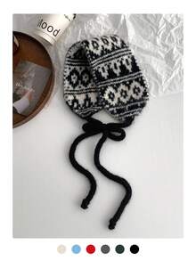 Fashionable Ear Muffs, Warm Ear Covers, High-End Fluffy Earmuffs For Women, Versatile Autumn/Winter, Christmas, Snowflake & Snowman Knitted Ear Warmers With Scarf, Reversible Ear Warmers Headband - Multicolor - View 12