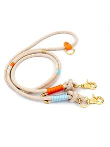 1pc Multifunctional Handmade Woven Pet Leash With Metal Buckle, Adjustable Length, Suitable For Small/Medium/Large Dogs, Outdoor Running Training Walking - Multicolor - View 10