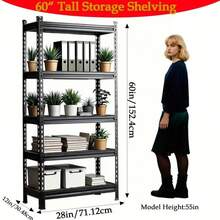 KNERS [3/5 Tier Metal Rack] Heavy Duty 3/5 Tier Metal Storage Rack | 500/2000 Lb Adjustable Shelving Unit With Easy 10-Min Assembly | Floor-Standing Design For Kitchen, Garage, Basement (29.5"X15.7"X15.7", 60"X28"X12", 72"X35.5"X15.8", 72"X45.3"X19.7") - màu đen - Xem 12