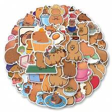 50 piezas de pegatinas lindas de capibara, pegatinas de animales, pegatinas de grafiti, regalos de capibara, artículos de capibara, pegatinas de papelería, pegatinas de vinilo resistentes al agua para diarios, computadoras, scrapbooks, equipaje, botellas de agua, teléfonos - Multicolor - Ver 8