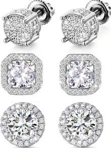 6入組歐美嘻哈風格耳環,超耀眼的鑽石耳環具有高端感,街頭風格美國耳環