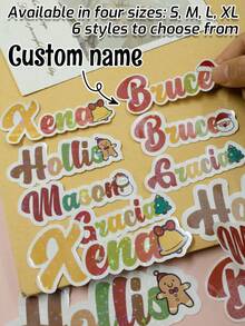 4-120Pcs Custom Christmas Stickers, Personalized Name Tag Stickers, Customized Name Stickers, Water Bottle Stickers, Christmas Decorations, Christmas Gifts, Birthday Gifts, Party Decorations, Stickers For Kids, Party Favors, Envelopes, Anniversary, Invitation, Cup, Kids, Boys, Girls, Family, Mom - Style a - View 1
