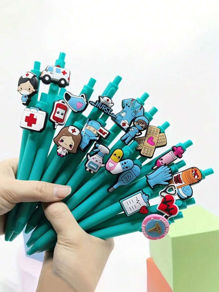 1/6/12pcs Random Nurse/Doctor Themed Ballpoint Pens, Assorted Styles, Nurse's Day Gift - Multicolor - View 1