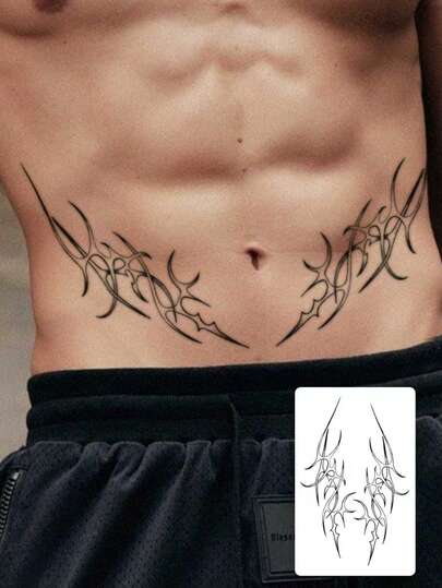 1 pieza Tatuaje temporal, Tatuaje de herbal que dura de 4 a 7 días, Patrón de cuchilla de demonio gótico Tatuaje falso para Halloween, Minimalista y resistente al agua y al sudor, Adecuado para hombres