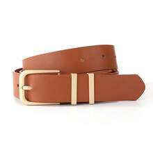 3pcs Solid Color Casual PU Leather Women's Belt, Spring/Autumn